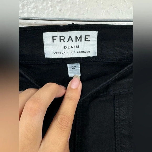 Frame Le Flare de Francoise Jeans Black Side Zip Cotton Blend Pockets Women’s 27 - Picture 5 of 15